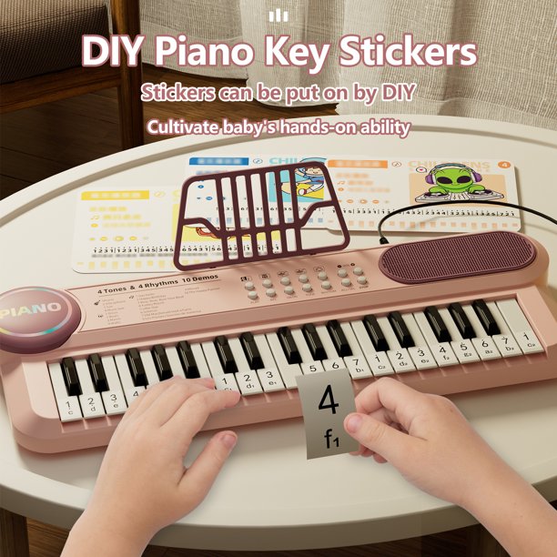 Piano électrique Enfant 37 Touches – Avec Microphone – Rose – Dès 3 Ans – éducatif