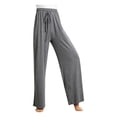 thumbnail image 1 of Diufon Straight Pants for Women Elastic High Waist Drawstring Pants Cotton Solid Color Lounge Wide Leg Pants, 1 of 6