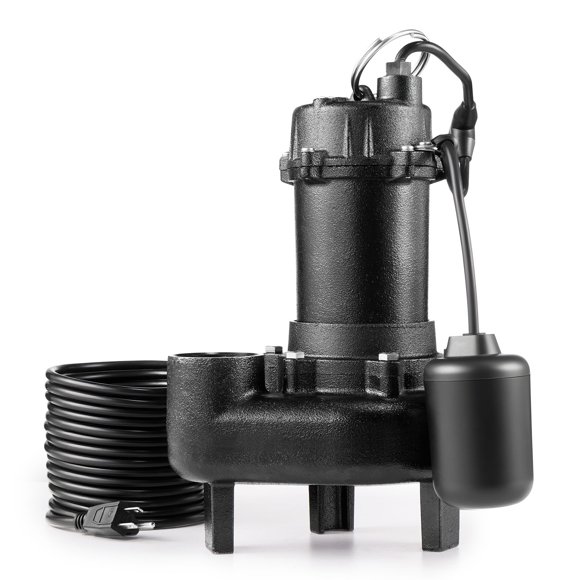 VEVOR Submersible Sewage Pump, 1 HP, 5200 GPH Cast Iron Sewage/Effluent Pump with Automatic Tethered Float Switch, 2-Inch NPT Discharge, 120V, 25 ft Max Lift, for Basement, Septic Tank
