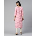 thumbnail image 4 of DWEEP SARA Women’s Pink Paisley Print Straight Kurta M/38 Ethnic Tunic Top 3/4 Sleeves Casual Festive Wear, 4 of 7