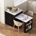 thumbnail image 2 of Noble House Horizon Kitchen Island on Casters,Extendable Dining Table with LED Lighting & Power Strips,Bar Buffet Table,Black + White Marble, 2 of 16