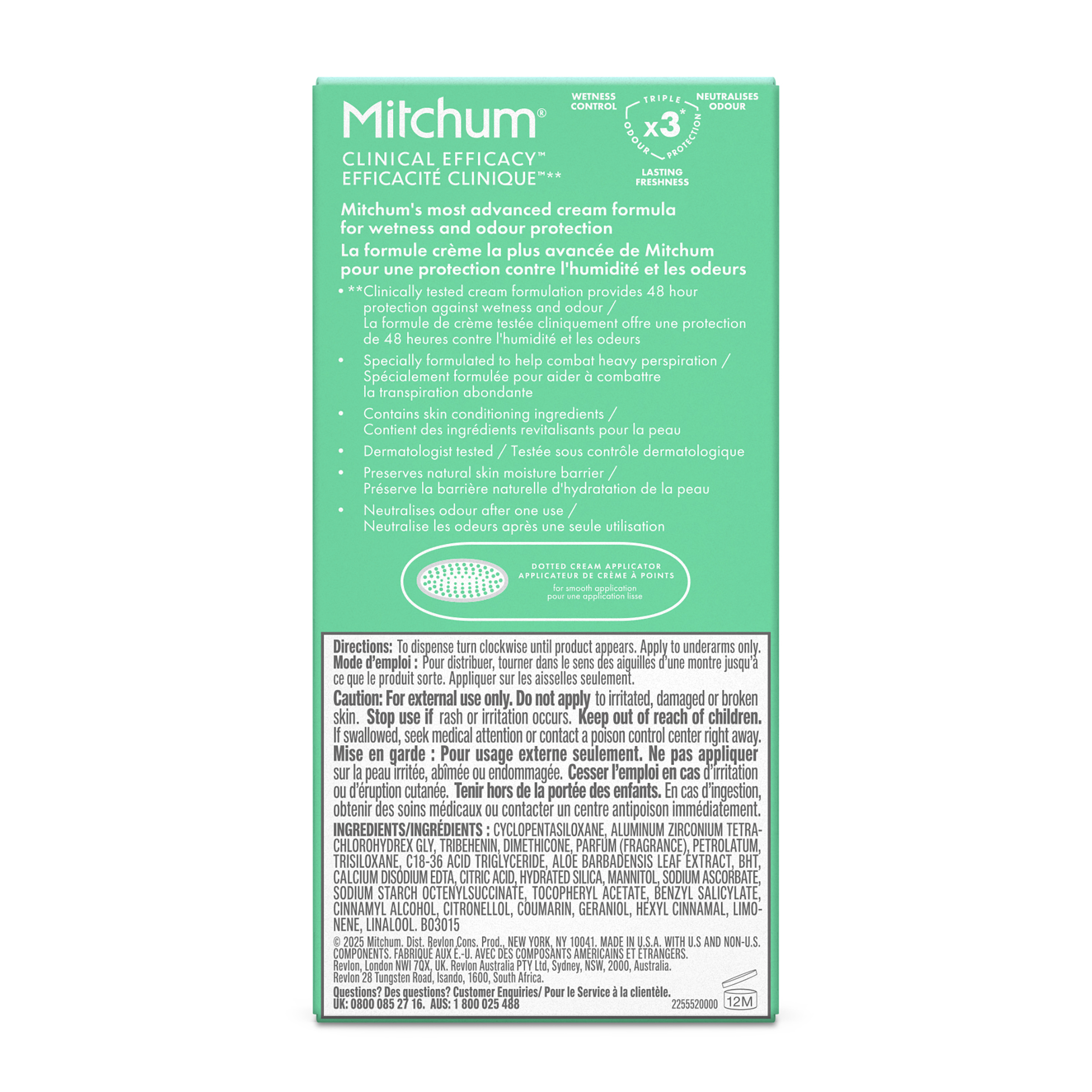 Mitchum Clinical Oxygen pour femmes Désodorisant et antisudorifique solide bâton mou poudre fraîche, 45 g