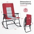thumbnail image 2 of Patiojoy Foldable Rocking Chair Enlarged Rocker Chair with Cotton Clip Red, 2 of 6