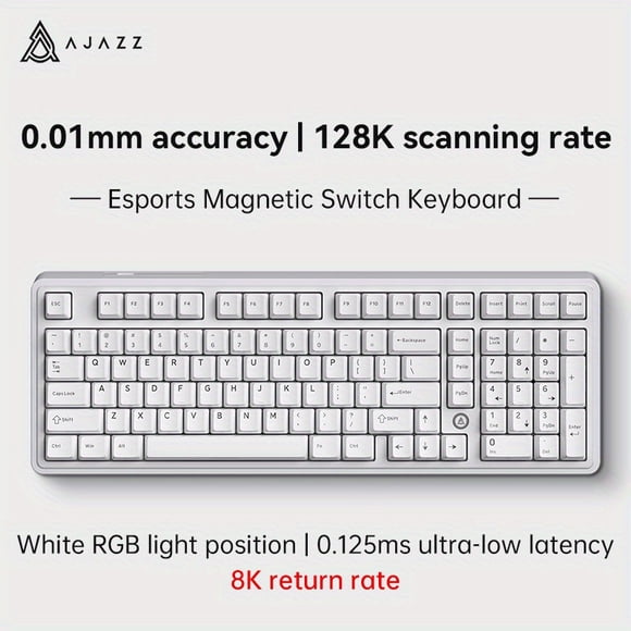 RYPFOEWBN AJAZZ AK980MAX HE8K new magnetic switch mechanical keyboard, new magnetic switch feel adjustable, Type-C wired, ergonomic design gaming office