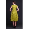 thumbnail image 4 of Bimba Robe Midi Évasée d'Été Sans Manches à Imprimé Floral Décontractée pour Femmes à Feuilles au Pochoir Jaunes - Très Petit, 4 of 6