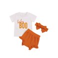 thumbnail image 4 of FAROOT Bébé Ensemble 3 Pcs d'Halloween Hauts à Lettres + Shorts à Volants + Bandeau, 4 of 7