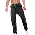 thumbnail image 2 of AherBiu Cargo Pants For Men Drawstring Elastic Waisted Straight Leg Swaetpants With Multi Pockets Casual Athletic Workout Trousers, 2 of 9