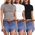 thumbnail image 1 of T-Shirts Élégants pour Femmes / T-Shirt à Manches Longues de Compression pour Femmes Col Roulé Tee Ensemble 3 Pcs T-Shirt à Manches Courtes Chemises pour Femmes Chemises pour Femmes Coupe Ajustée Hauts Courts Chemises pour Femmes Manches Longues T pour Dames, 1 of 5