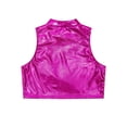 thumbnail image 4 of Oyolan Enfants Filles Métallique Sans Manches Col Roulé Court Camisoles Ballet Danse Scène Performance Entraînement Gilet Rose Rouge 6, 4 of 5