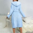 thumbnail image 4 of PEASKJP Tie Front Robe for Women Luxury Terry Cloth Bathrobe - Soft Rayon & Cotton, Light Blue One Size, 4 of 5