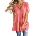 thumbnail image 1 of asjyhkr Womens Short Sleeve Tops Oversized V Neck Loose Fitting Comfy Lightweight Soft Tees Solid Color, 1 of 6