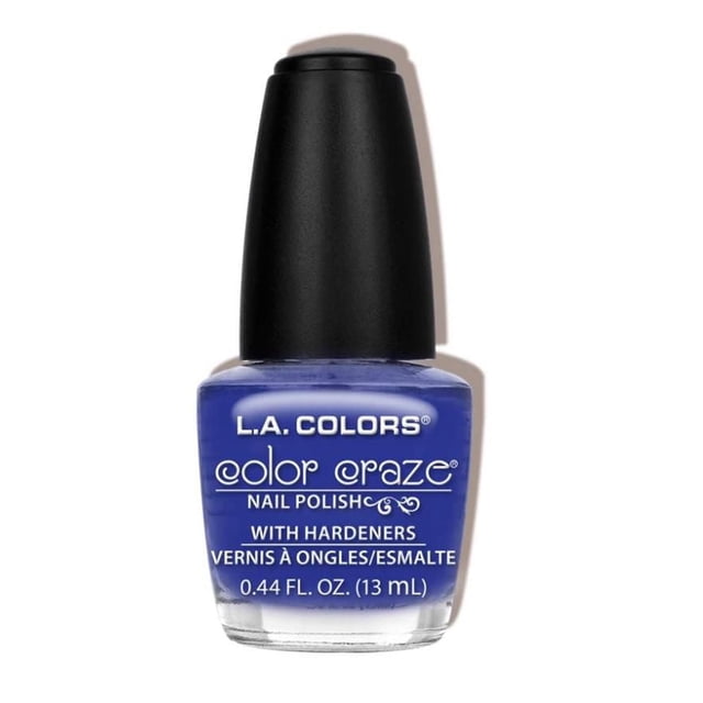COLOR CRAZE Vernis à Ongles - en un Clic par L.A. COLORS, Bouteille de 13 ml de Vernis à Ongles Bleu Foncé Vif avec Capuchon Noir, Infusé de Durcisseurs pour Renforcer les Ongles, Idéal pour le Soin des Ongles et l'Ajout de Couleur durable aux Doigts et aux Orteils.