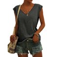 thumbnail image 2 of Pompotops Womens Solid Color Cap Sleeve Blouses T-Shirt Casual Loose Fit Basic Shirts Tank Tops, 2 of 8