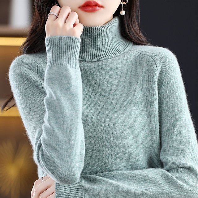 IMENGL Chandail en Laine Col Roulé Première Ligne, Vert m, Taille m-2TG