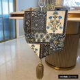 thumbnail image 3 of The HomeCentric Décoratif Niloufar Bleu Table Runner 14'' x 72'' Persian Floral Tassels Satin Linge de Table, 3 of 10