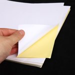 HOOWIFFY Papier adhésif blanc haute adhérence pour imprimante jet d'encre Feuilles mats imprimables Facile à peler et à coller