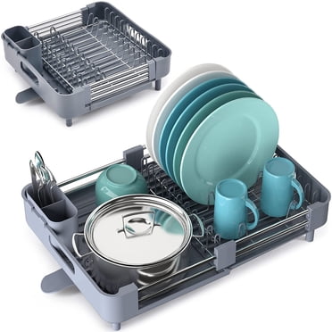 Kingrack Égouttoir à Vaisselle, Égouttoir Extensible à Grande Capacité, Gris