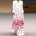 thumbnail image 1 of Robes d'Été Grande Taille pour Femmes, Robe Longue Aguichant à Imprimé Numérique, Col en V avec Poches, Robe à Manches Longues, Robe Décontractée en Liquidation, 1 of 5