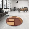 thumbnail image 4 of Ahgly Tapis Rond Lavable en Machine Intérieur Transitionnel Orange, 4 Pieds Rond, 4 of 7