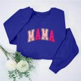thumbnail image 2 of Culottes pour Femmes Chandail Maman Femmes Surdimensionné Paillettes Patch Maman Chandails à Col Rond Imprimé Maman Manches Longues Ample Mode Chandail S Bleu, 2 of 7