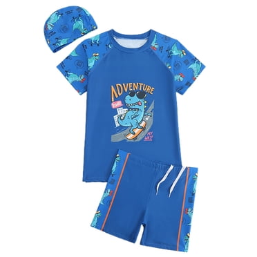 PMVFHDE Boy Swimsuit 4t New Children's Fashion Cartoon Swimming Trunks For Older Kids Blue,L