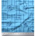 thumbnail image 1 of Soimoi Blue polyester Crepe Fabric Leaves & Geometric Print Fabric by the Yard 52 Inch Wide, 1 of 5