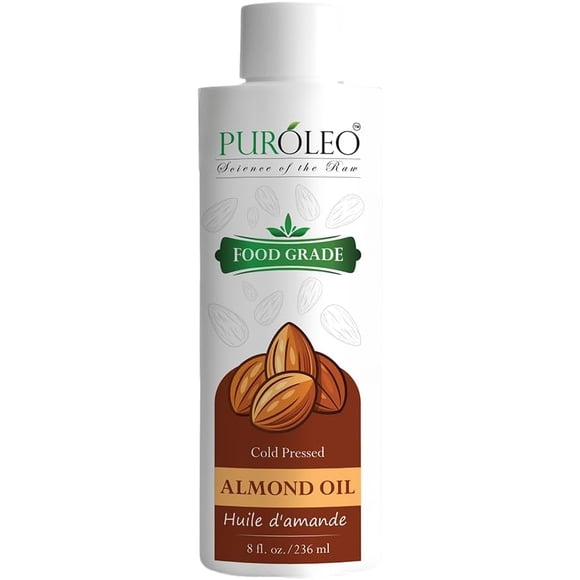 Food Grade Sweet Almond Oil, 8 Fl Oz (236 mL), Cold Pressed Pure Almond Oil for Cooking, Baking, Smoothies & Everyday Kitchen Use, Made in Canada