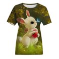 thumbnail image 4 of EGNMCR Easter Chemises pour Femmes Chemises Easter Imprimé Femmes T-shirt Décontracté Easter Imprimé Col Rond Manches Courtes Chandail Blouse Hauts T-shirt pour Femmes, 4 of 5
