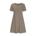 thumbnail image 5 of Ovzne Robes Grande Taille pour Femmes aux Formes Robe Femme Mode Femme Été Décontractée Col Rond Manches Courtes Robe Mini Unie Robe Grande Taille Manches Courtes Liquidation, 5 of 5