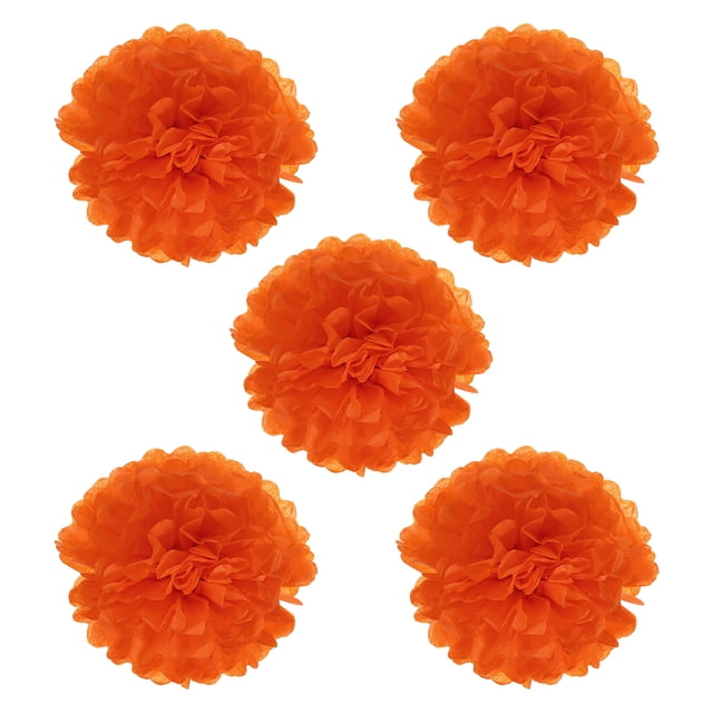 Uxcell 8" Tissue Pom Poms Paper Flowers Ball Wedding Party Decoration, Orange Red 5 Pack