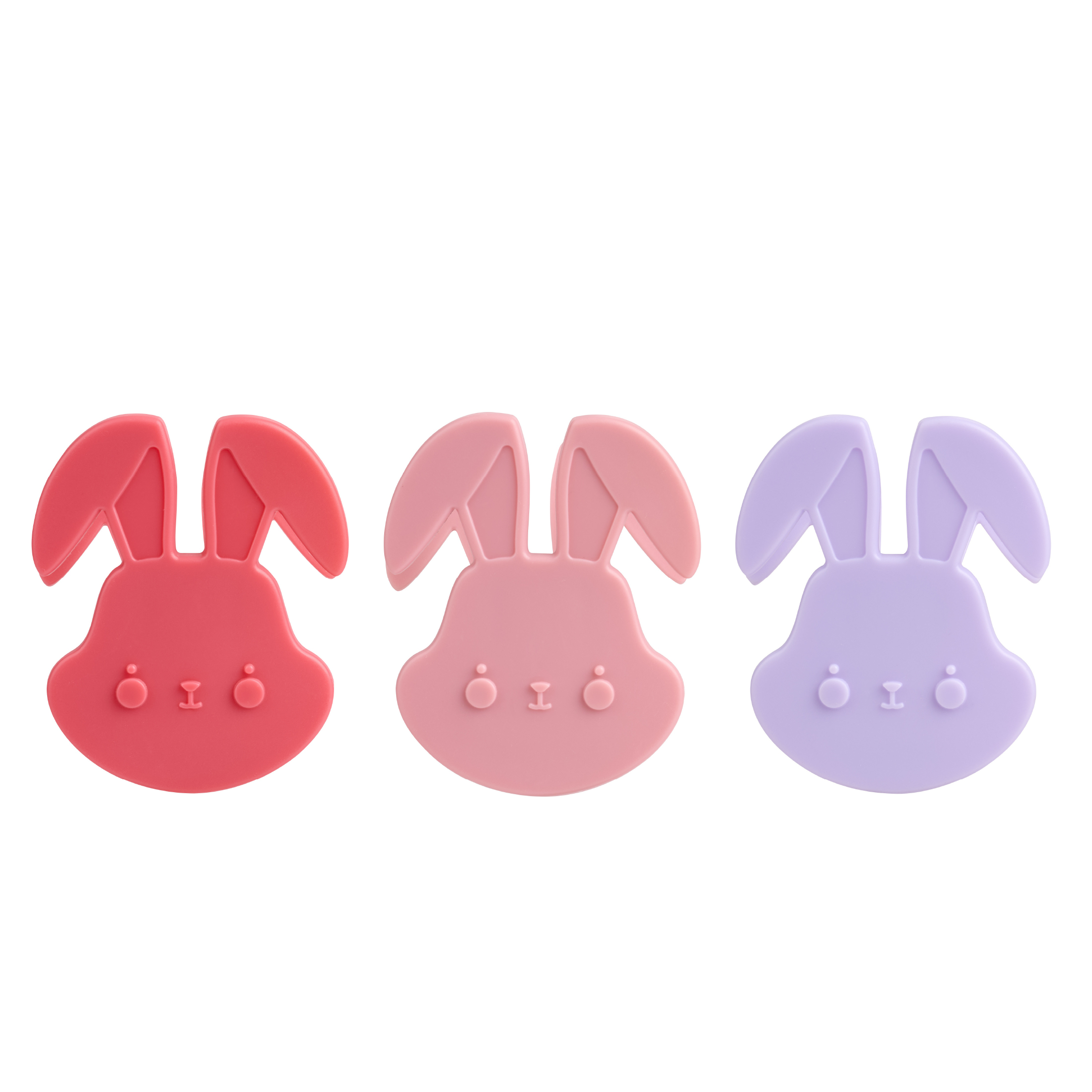 Tout pour célébrer – Lot de 3 pinces à sacs de cuisine en forme de lapin, en rose foncé, rose pâle et violet doux