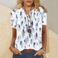 thumbnail image 3 of Cameland T-Shirt à Manches Courtes Décontracté d'Été pour Femmes, à Boutons, Col Rond, Chandail Blouse Hauts, 3 of 5