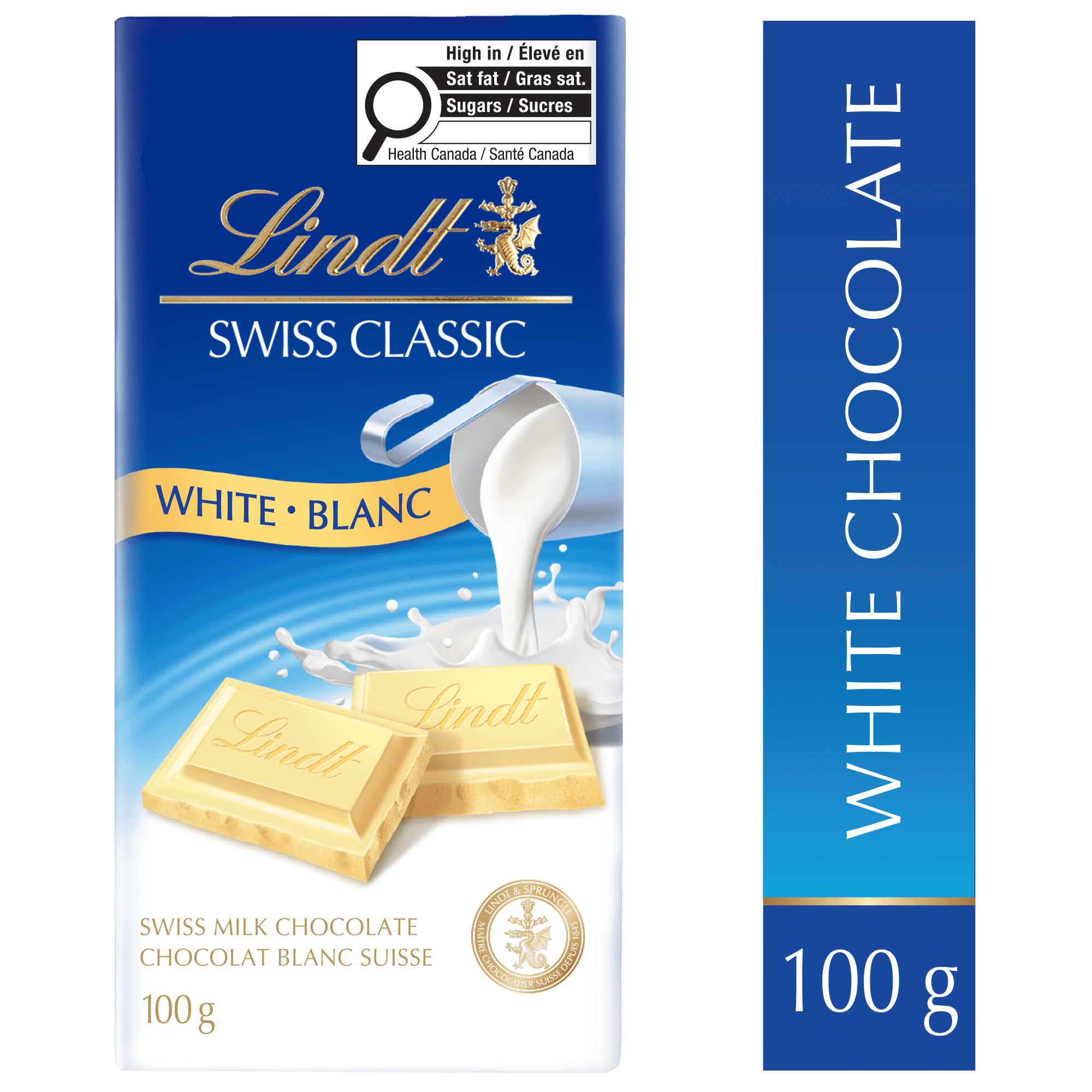 Chocolat blanc Lindt SWISS CLASSIC – Barre (100 g)