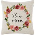 thumbnail image 1 of Linen Throw Pillow Cover "He is Risen" 16x16 Square Cushion Case Perfect for Bed Dorm Car Study Decor, 1 of 6