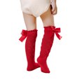 thumbnail image 4 of FOCUSNORM Baby Girls Knee High Socks Cable Knit Cotton Socks with Bow, 4 of 10
