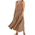 thumbnail image 2 of Liquidation d'Été 2025! Robe Grande Taille pour Femmes, Liquidation d'Été pour Femmes, Mode d'Été Décontractée pour Femmes Robe Sans Manches à Col Rond avec Poches, 2 of 5