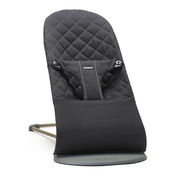 BabyBjorn Bouncer Bliss en Tissu Tissé - Courtepointe Classique, Noire sur Cadre Gris Foncé