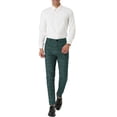 thumbnail image 2 of INSPIRE CHIC Men's Plaid Slim Fit Flat Front Dress Pants with Pockets 30 Dark Green, 2 of 7