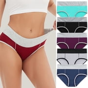 EGNMCR Women's Cotton Underwear, High Waist Breathable Briefs, Soft Underpants, Ladies Stretch Panties 5PCWomen's Large Seamless Cotton High Waist Briefs Hip Lifting Underpants Women Underwear