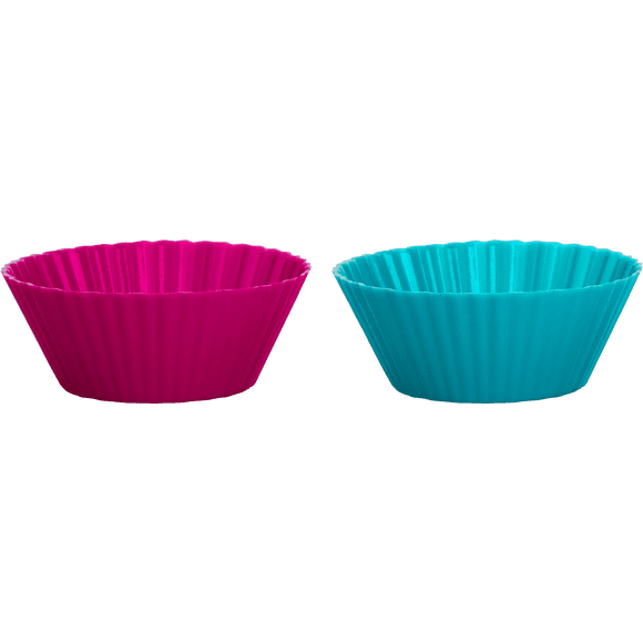 Trudeau Maison Ens. de 12 Moules à Muffins Standard en Silicone, Ens. 12 moules tropic fuchsia