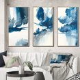 thumbnail image 1 of Designart "Solitary Majesty in Imperial Blue Splendor I" Abstract Liquid Ink Framed Wall Art Set Of 3 - Blue Modern Frame Canvas Set For Living Room Decor, 1 of 6