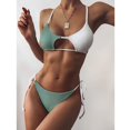 thumbnail image 2 of Women Striped Push Up High Cut Hight Waist Halter Bikini Set Two Piece Swimsuit, 2 of 6