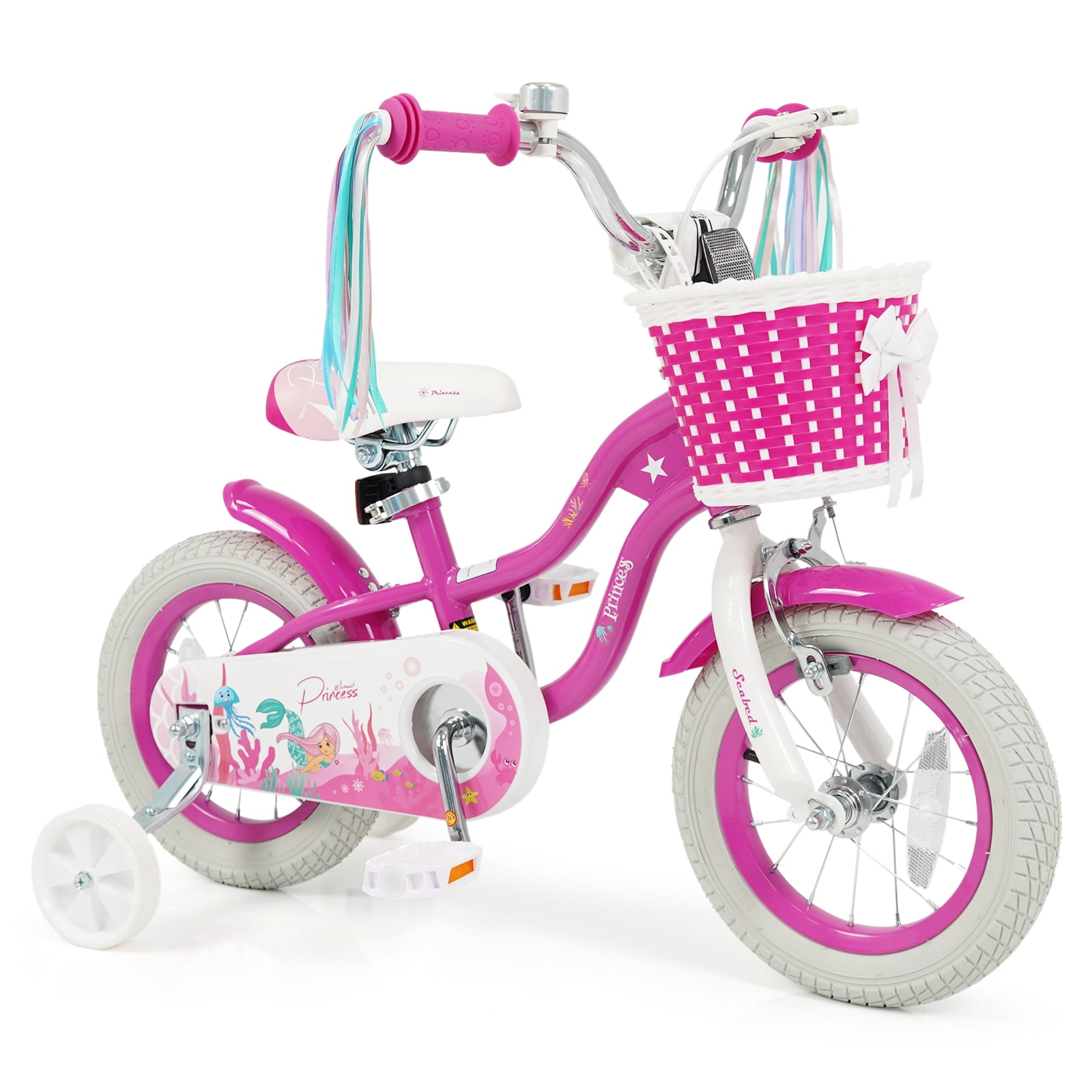Gymax 12'' Kids Bike w/Training Wheels Hand Coaster Brakes Adjustable Seat Handlebar