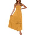 thumbnail image 1 of Ketyyh-chn99 Robes Femmes Été 2024 Robe Soleil Robes pour Femmes Encolure Carrée Plissée Évasée Boho Robe d'Été Orange,m, 1 of 4