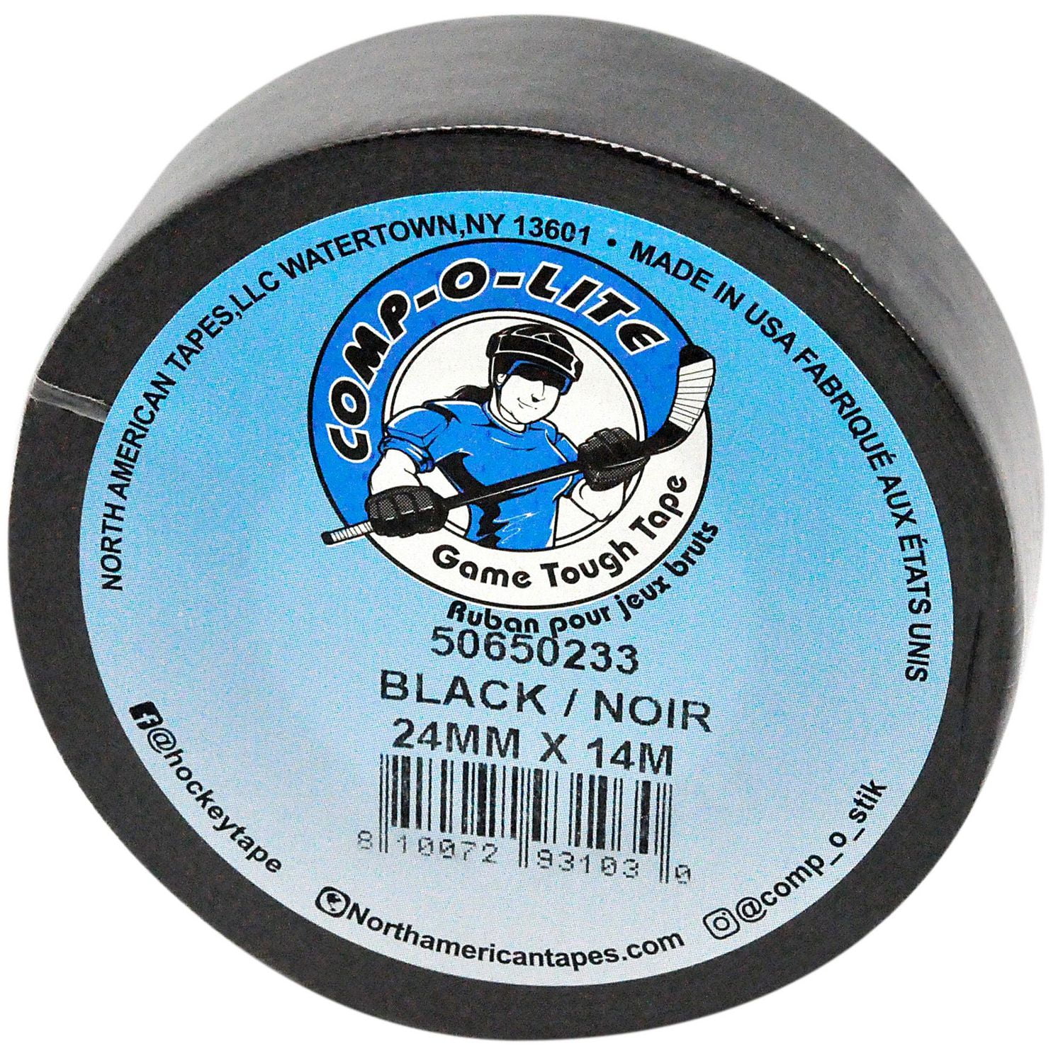 Comp-o-lite Ruban adhésif de hockey noir 24MM X 14M