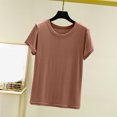 thumbnail image 1 of Weiqiqre T-Shirt à Col Rond pour Femme à Manches Courtes Ajusté T-Shirt Mince Uni Haut de Pyjama Pyjama à Manches Courtes, 1 of 8