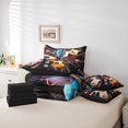 thumbnail image 4 of Ensemble de Literie Guitare Tout-en-un Grand Lit 7 Pcs, Ensemble de Literie Vintage Instruments de Musique Moderne Hip-Hop Notes de Musique Ensemble de Draps avec Couette, Ensemble de Lit Hippie Rock, 4 of 5