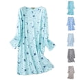 thumbnail image 4 of Pyjama pour Femme en Coton, Chemise de Nuit, Tenue de Sommeil à Manches Longues, Chemise Décontractée à Imprimé, Robe de Nuit, Pyjama pour Femmes, 4 of 4