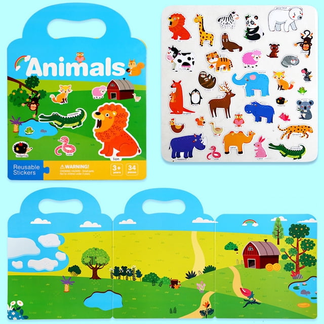 Yhmxh Toddler Toys Reusable Sticker Book Children's Stickers Activity Books Children's Guide Stickers Kids Learning Educational Toy Sticker Baby Toy Sensory Activity for Newborns Ages 3+ Months