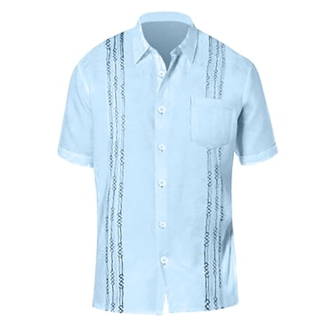 Ketyyh-chn99 Cotton Tshirts for Men Fall Clothes Men's Floral Shirts Button Down Tropical Holiday Beach Shirts Light Blue,M